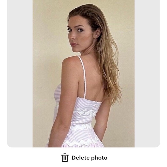 NWOT Classic Seersucker Midi Dress with Spaghetti Straps and Ric Rack Trim. - Picture 7 of 11